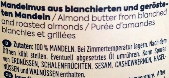 Weißes Mandelmus - Ingredients - de