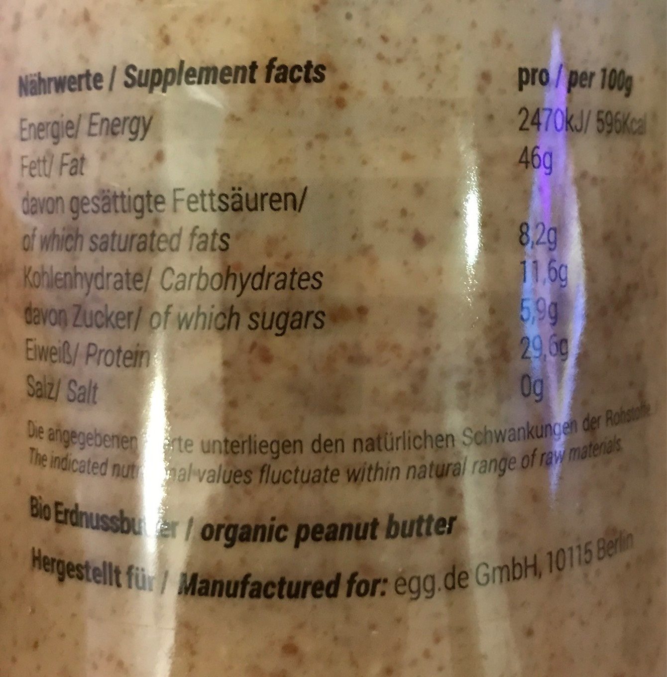 Peanut butter - Tableau nutritionnel
