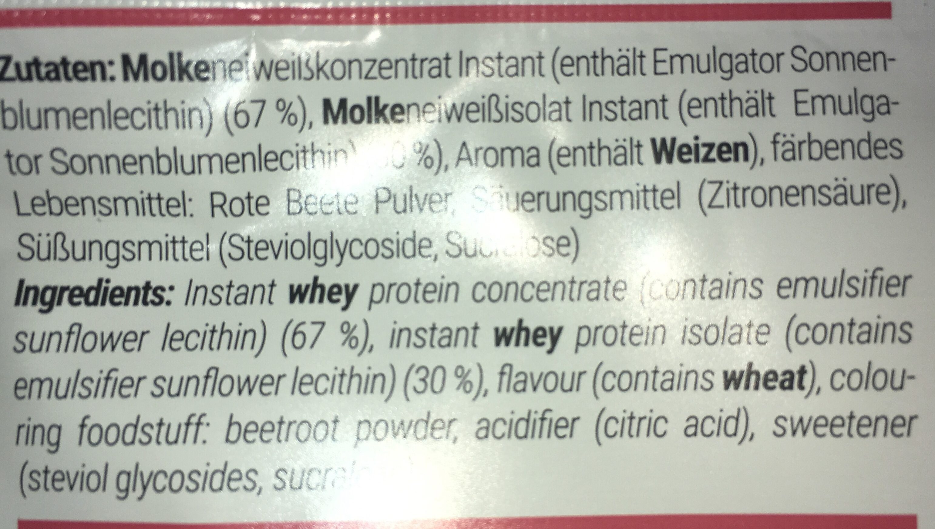 Foodspring Whey Protein Himbeere - Ingrédients