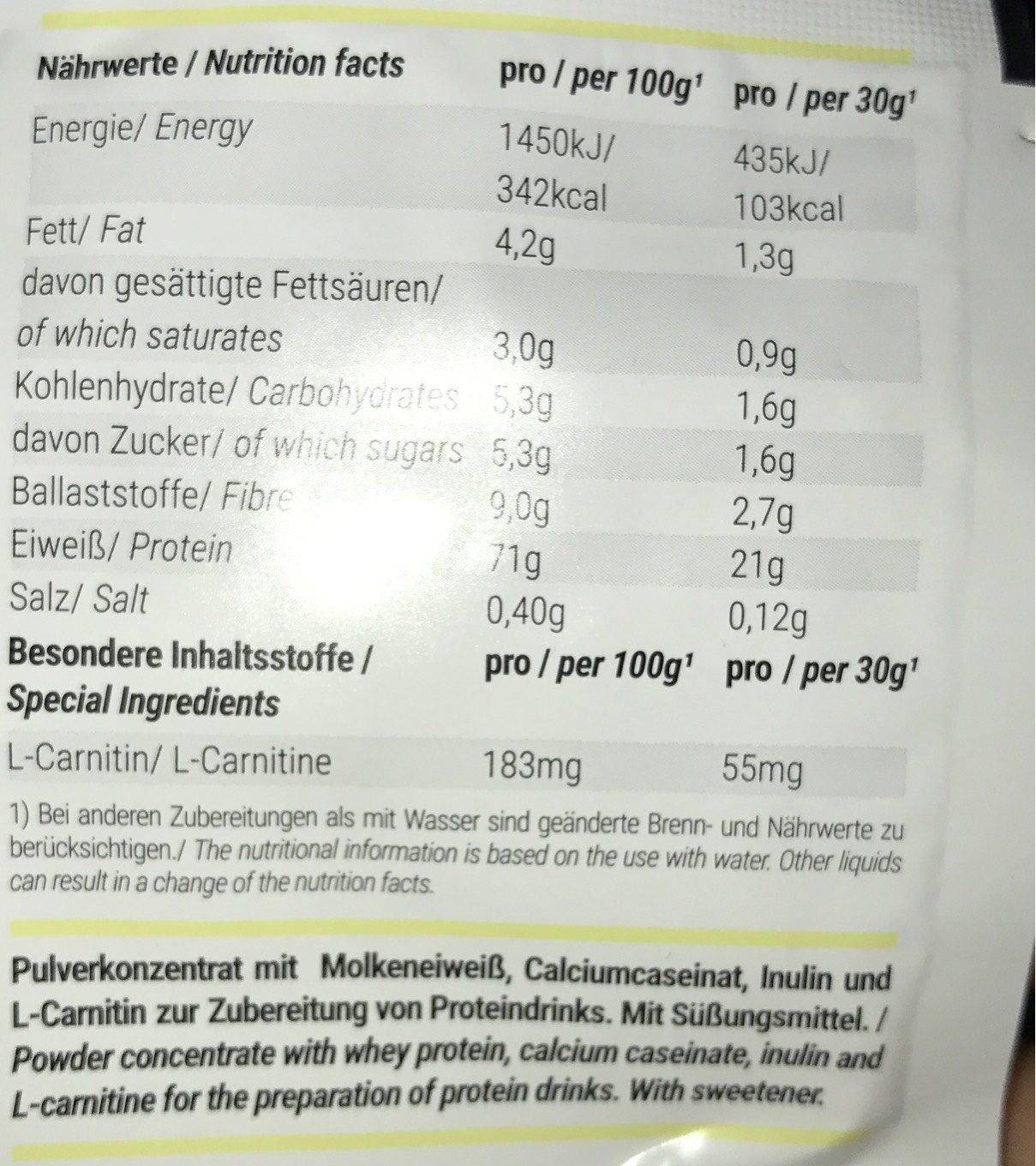 Shape Shake Vanille - Nutrition facts - fr