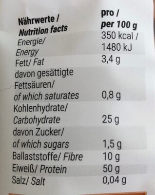 Protein pasta - Tableau nutritionnel