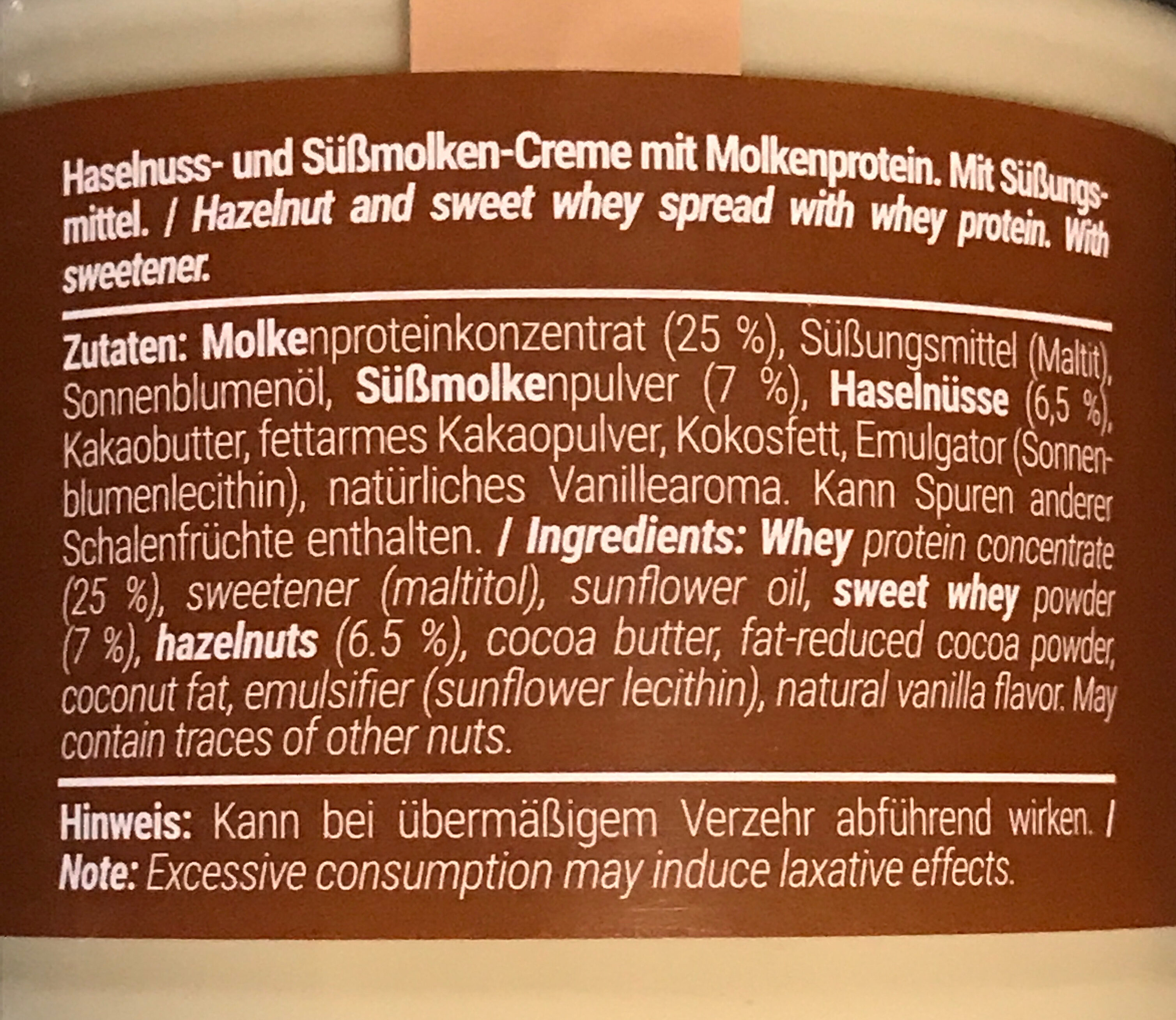 Protein Cream - Hazelnut & Whey Duo - Ingrédients