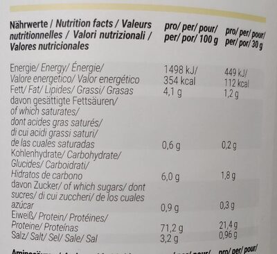 Vegan Protein (Vanille) - Tableau nutritionnel