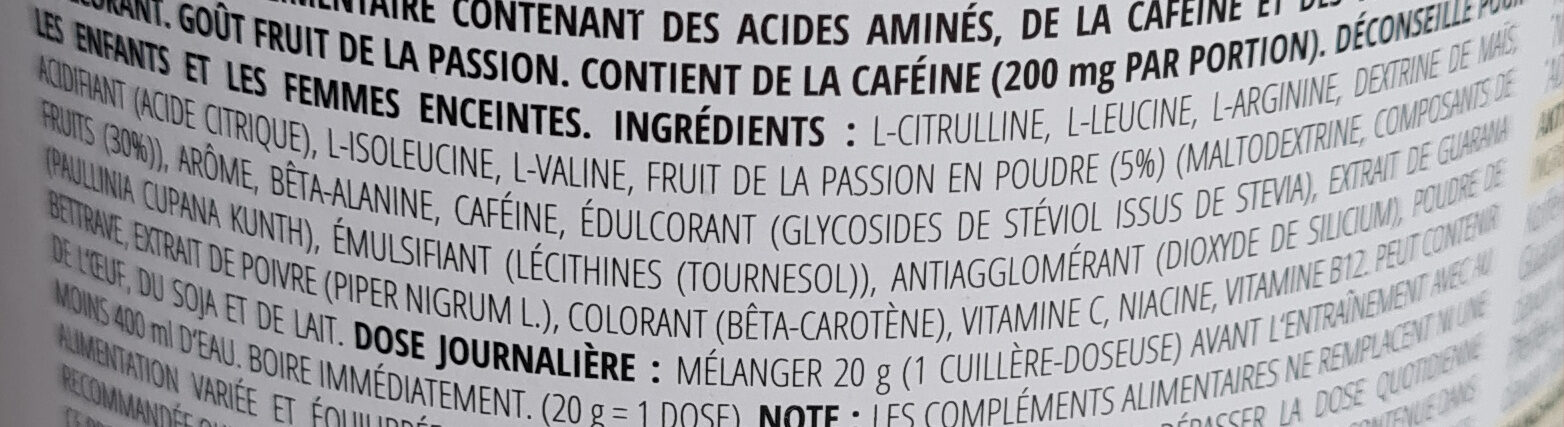 Energy aminos - Ingredienti - fr