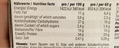 Protein bar - Nutrition facts - es