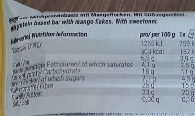 Protein Bar Mango Milkshake - Información nutricional - fr