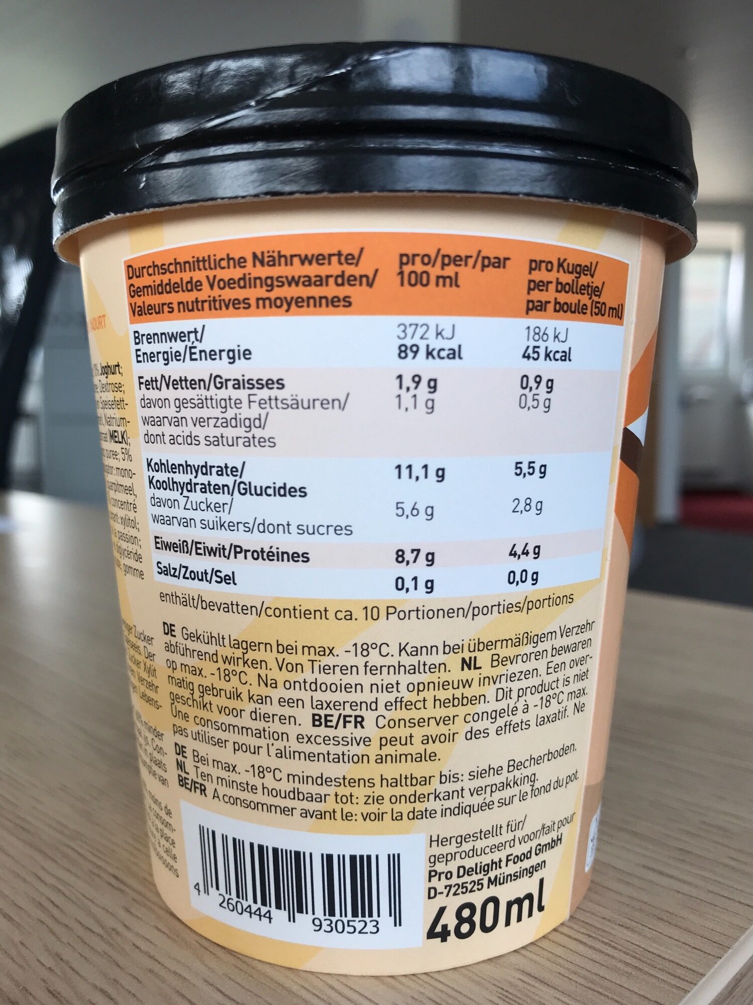 Pro Delight Wild Mango 480 ml - Nährwertangaben