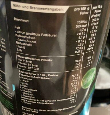 EAA Cola - Nutrition facts
