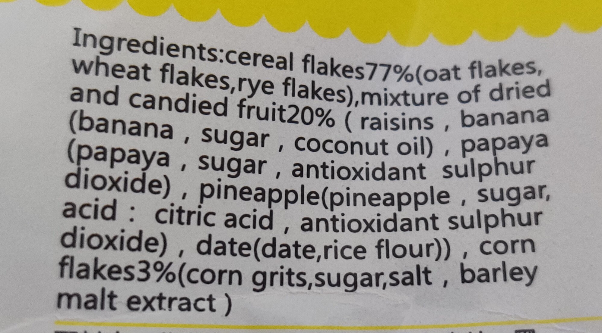Muesli with Fruits - Ingredientes - en