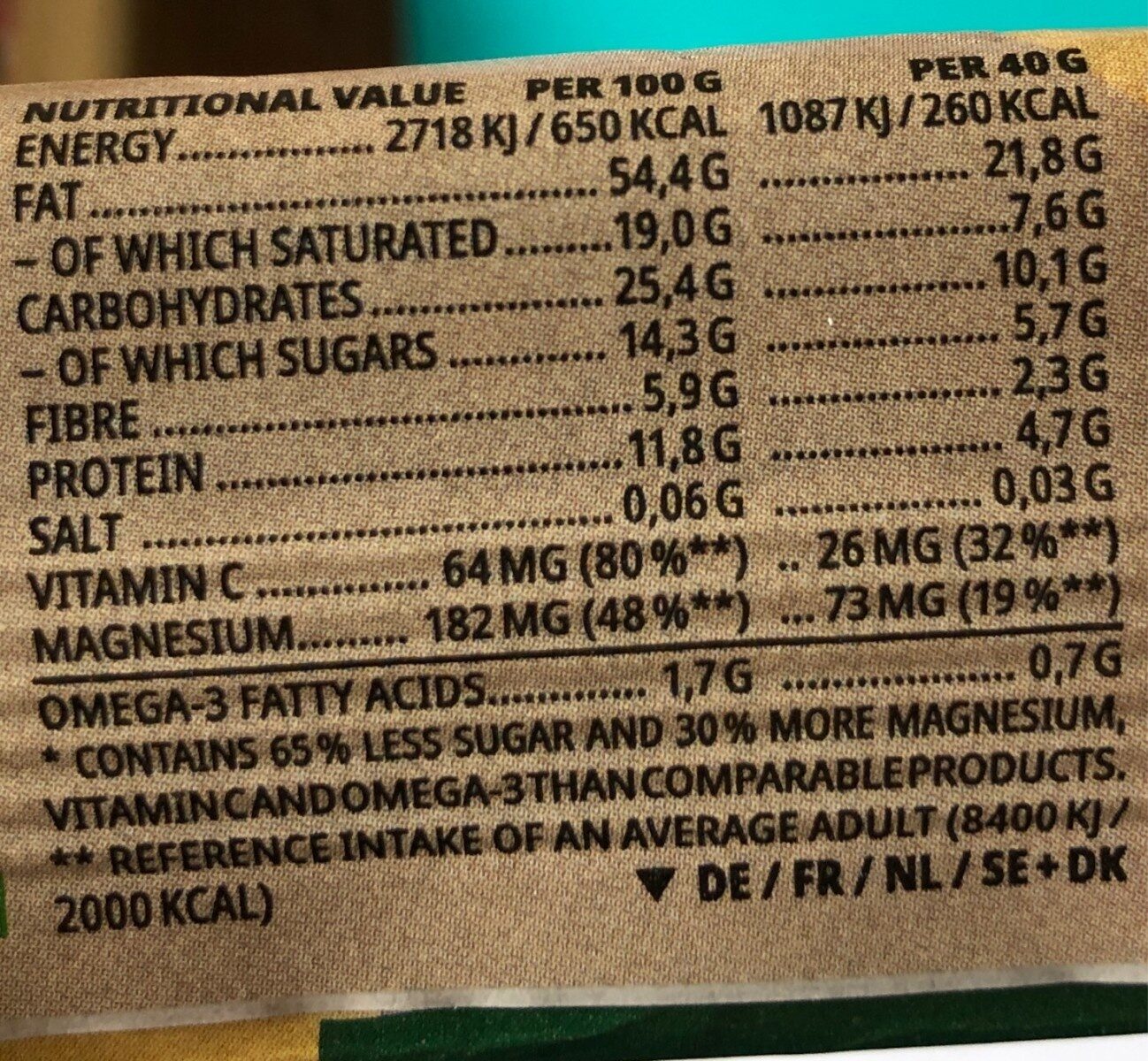 Nucao White Crunchy Nougat - Tableau nutritionnel