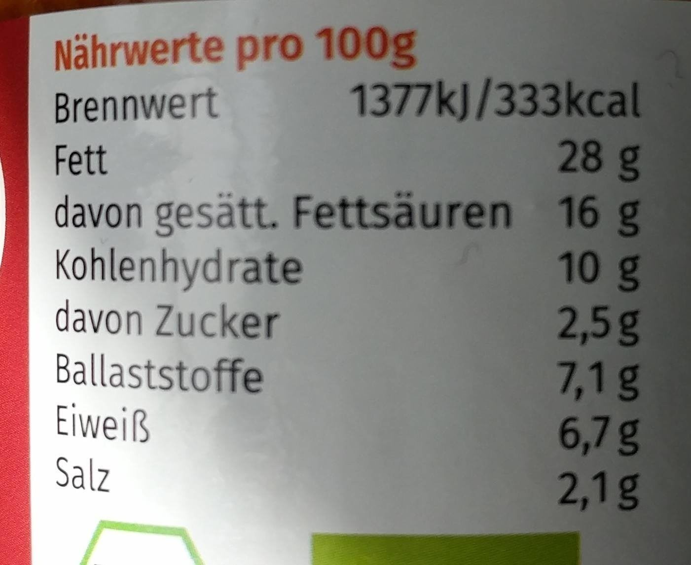 Aufstrich/Cabanossi - Tableau nutritionnel - de