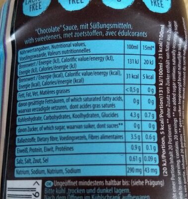 Chocolate sauce - Tableau nutritionnel