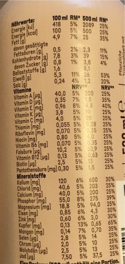 Vegan Choco - Tableau nutritionnel - de