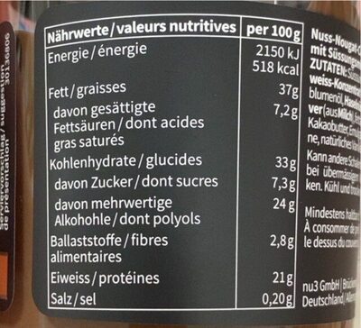 Fit Protein Creme Cacao - Valori nutrizionali - fr