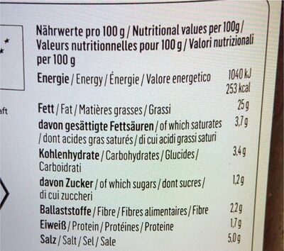 Bio Oliven Aufstrich - Valori nutrizionali
