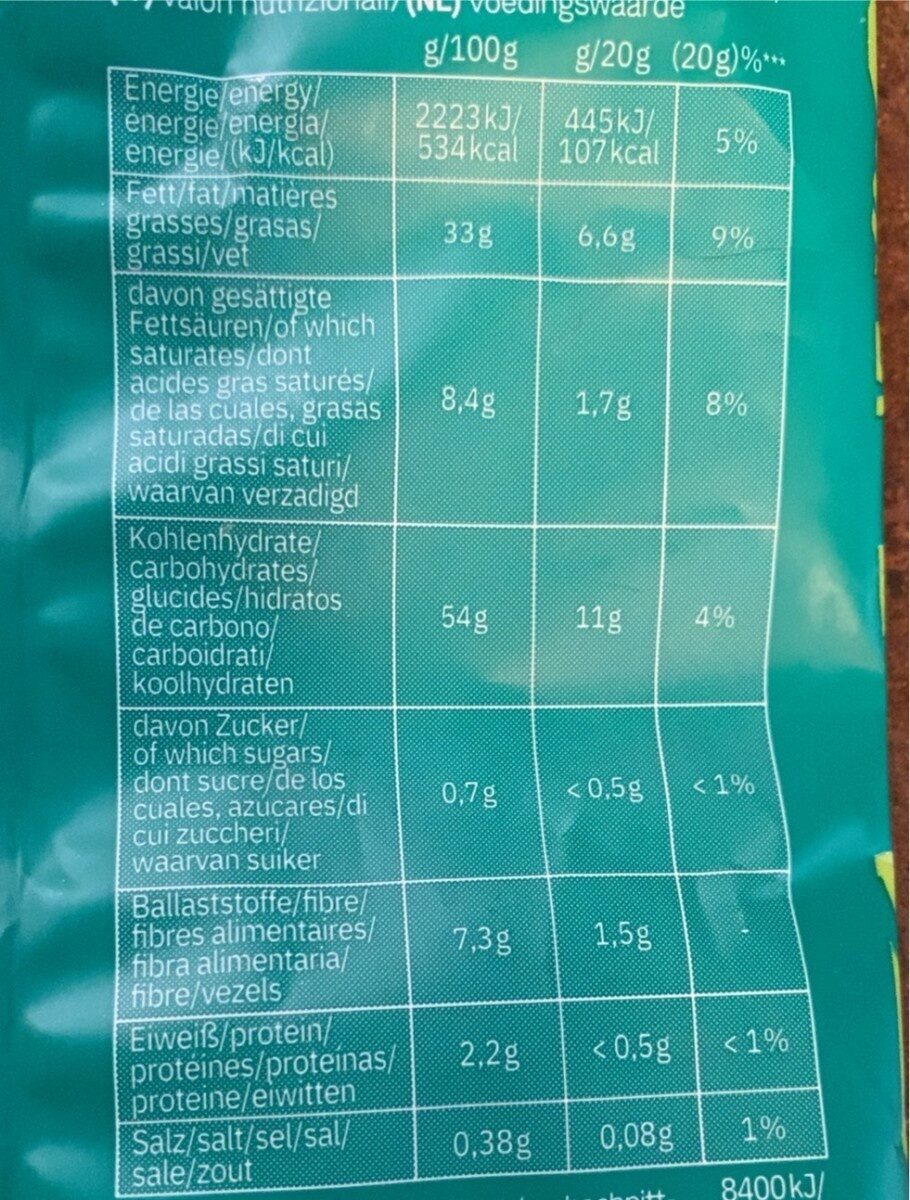 Organic plantain chips salty - Näringsfakta - fr