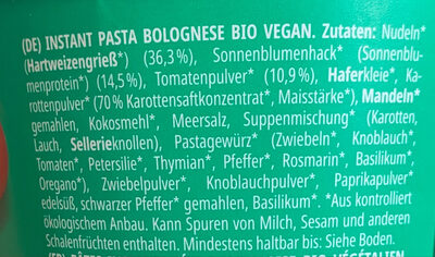 Pasta Bolo Vegan - Zutaten