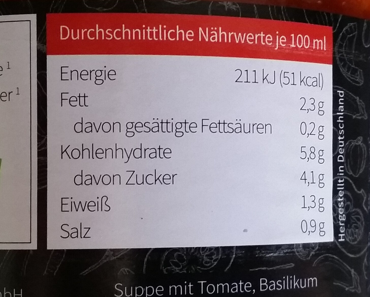 Tomatensuppe Bio - Nutrition facts