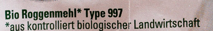Roggenmehl Type 997 - Zutaten