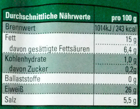 Schwarzwälder Schinken, g.g.A. - Nutrition facts - de