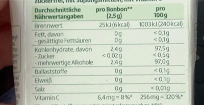 Granatapfel Aronia - Tableau nutritionnel