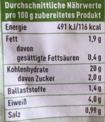 Nudeltasse Käse & Brokkoli - Tableau nutritionnel - de