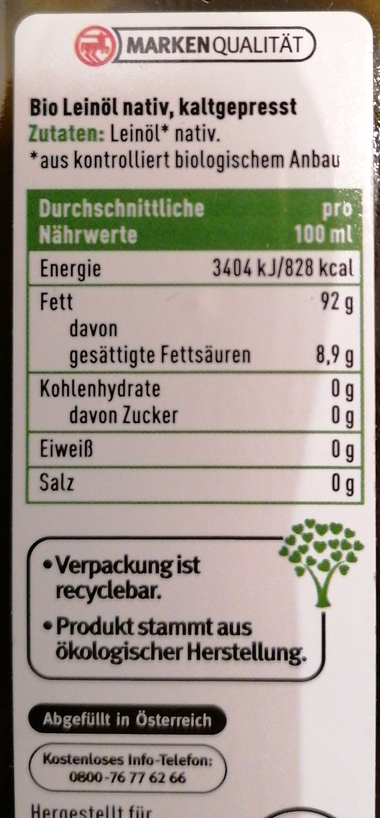 Leinöl - Recycling instructions and/or packaging information - de