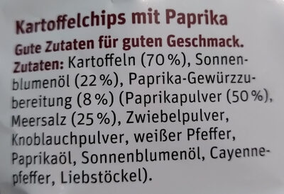 Kartoffelchips Paprika - Ingredients - de