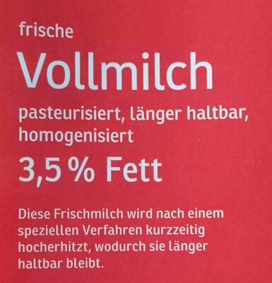 Vollmilch 3,5% - Ingredients - de