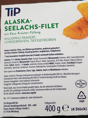 Alaska-Seelachs-Filet mit Käse-Kräuter-Füllung - Ingredients - de