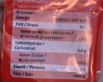 Mandeln (ganz) - Nutrition facts - de