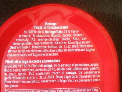 Heringsfilet in Tomatencreme - Ingredients