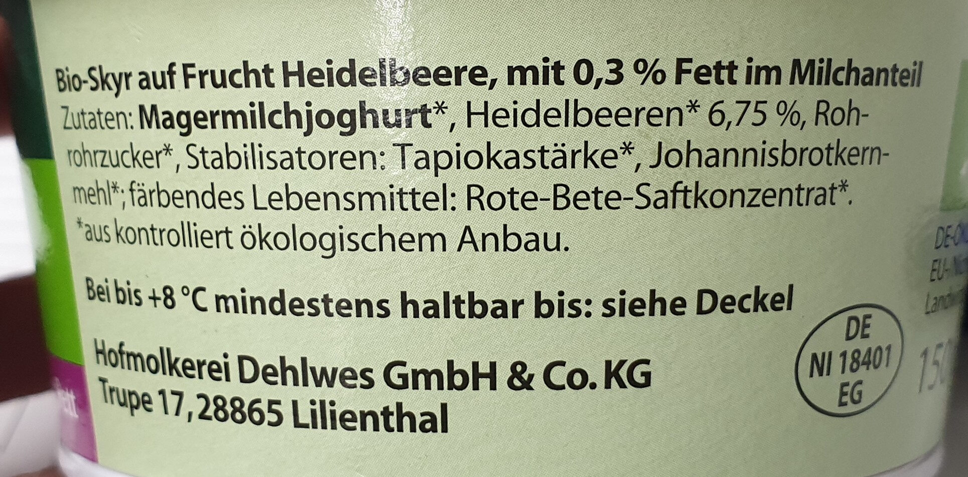 Bio Skyer Heidelbeere - Ingredients - de