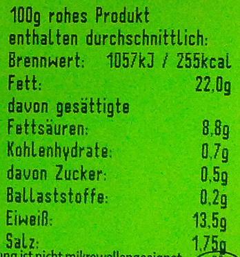 Original Thüringer Rostbratwurst - Nutrition facts - de