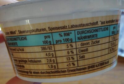 Körniger Frischkäse - Tableau nutritionnel - de