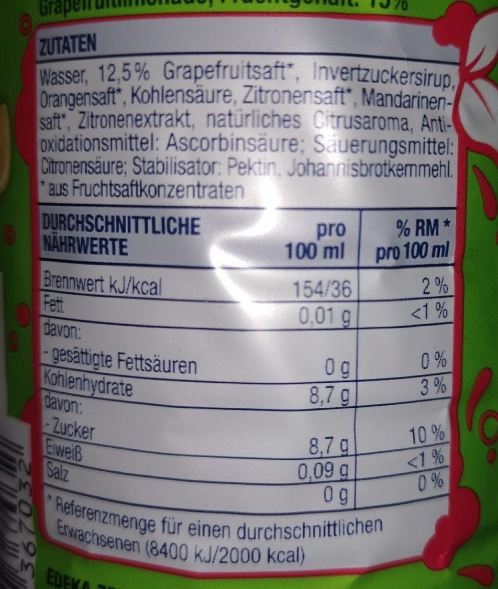 Limo Grapefruit - Tableau nutritionnel - de