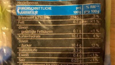 Wild-Heidelbeeren - Nutrition facts - de