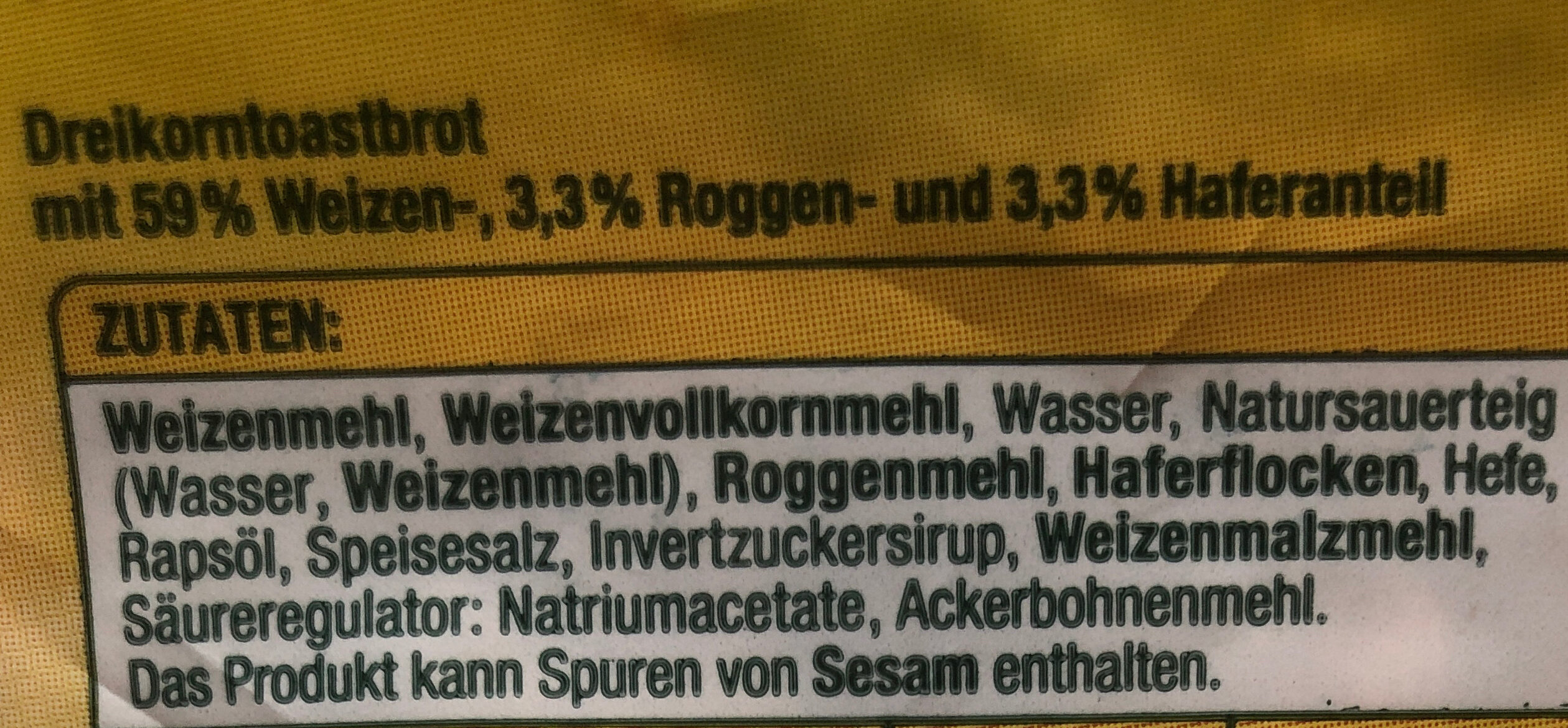3-Korn Toast - Ingredients - de