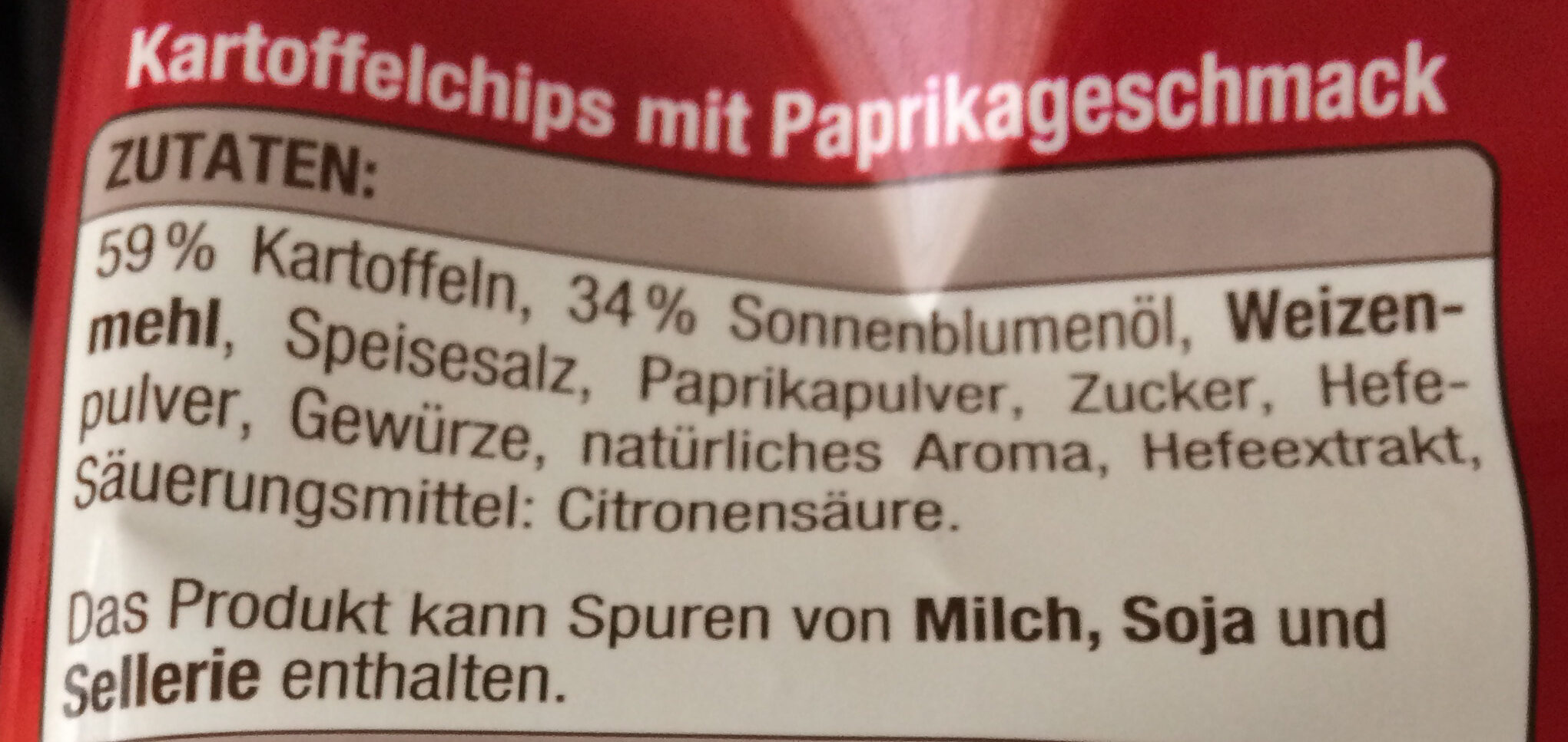 Chips for Friends Paprika - Zutaten