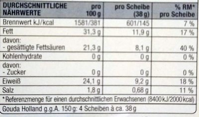 mild würziger Gouda aus Weidenmilch - Nutrition facts - de