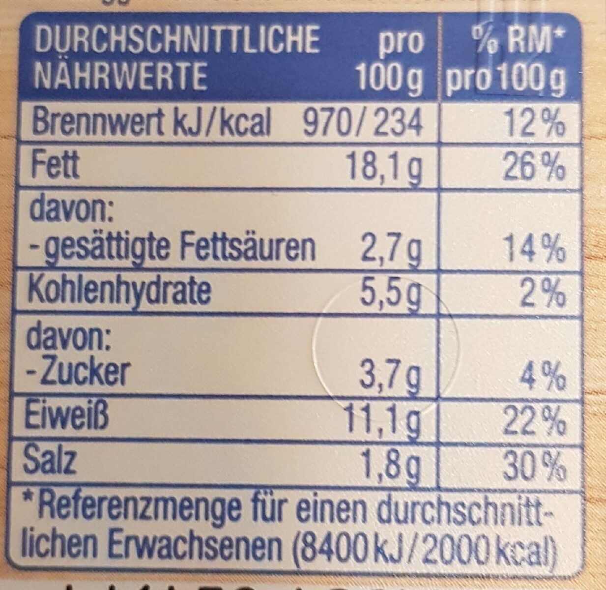 Thunfisch-Salat - Nährwertangaben