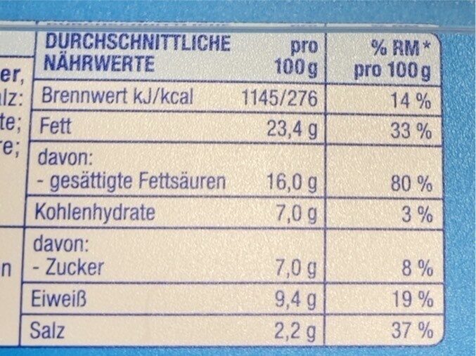 Sahnig Schmelzkäse - Nutrition facts - de