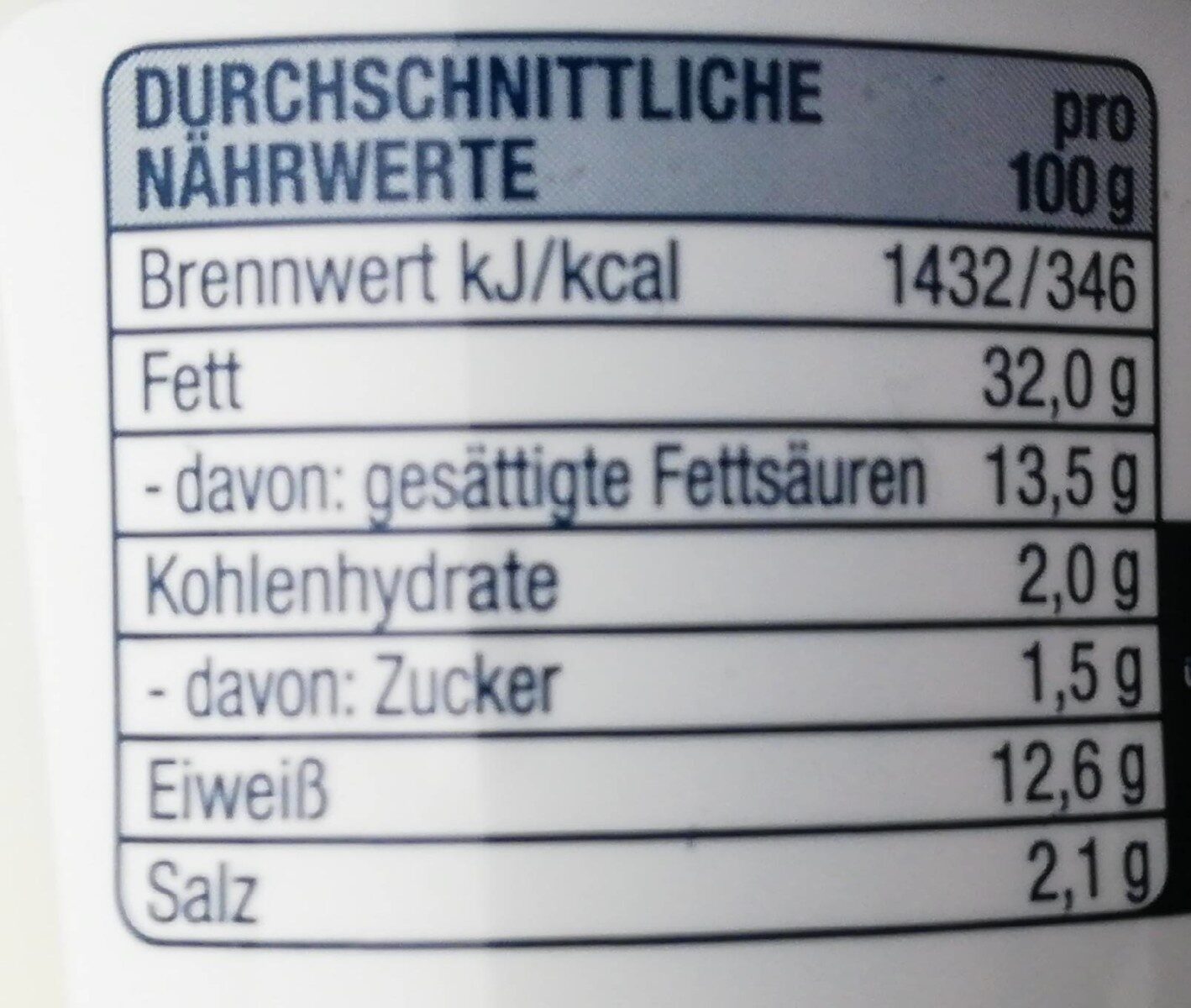 Delikatess Leberwurst, fein - Nutrition facts