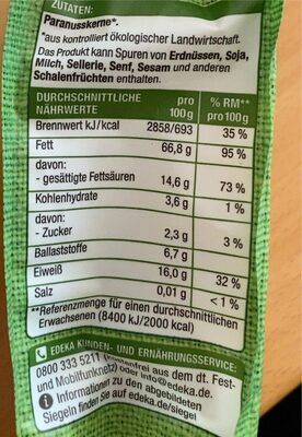 Paranusskerne - Nutrition facts - de