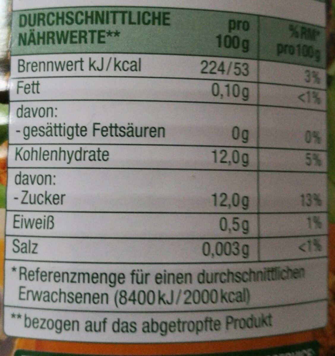 Ananas Scheiben - Nutrition facts - de