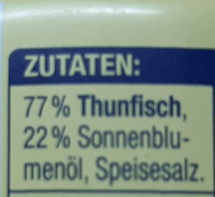 Thunfisch Filets in Sonnenblumenöl - Ingredienser - de