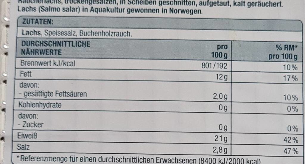 Norwegischer Räucherlachs - Voedingswaarden - de