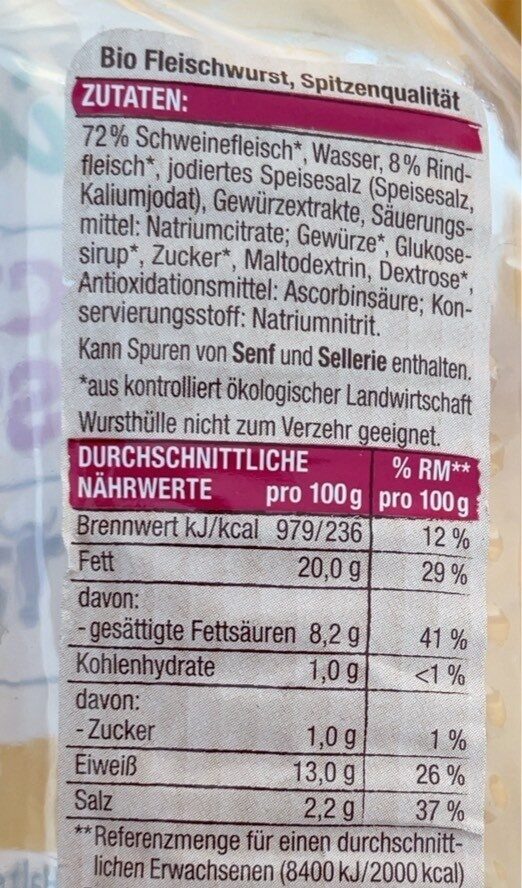 Fleischwurst - Nutrition facts - de