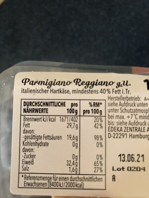 Parmigiano Regiano g.U. - Ingredienser - fr