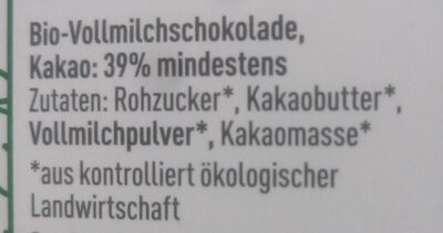 Schweizer Schokolade Vollmilch - Zutaten